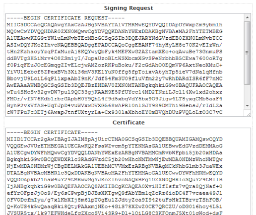 Signing Request and Certificate for HTTPS